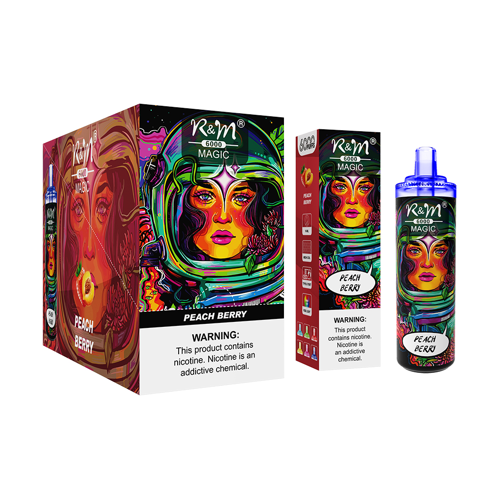 Wholesale Only 6000Puffs R&M MAGIC Type-C Rechargeable Mesh Coil RGB Glow Fruit Flavors Custom Brand Disposable Vape 