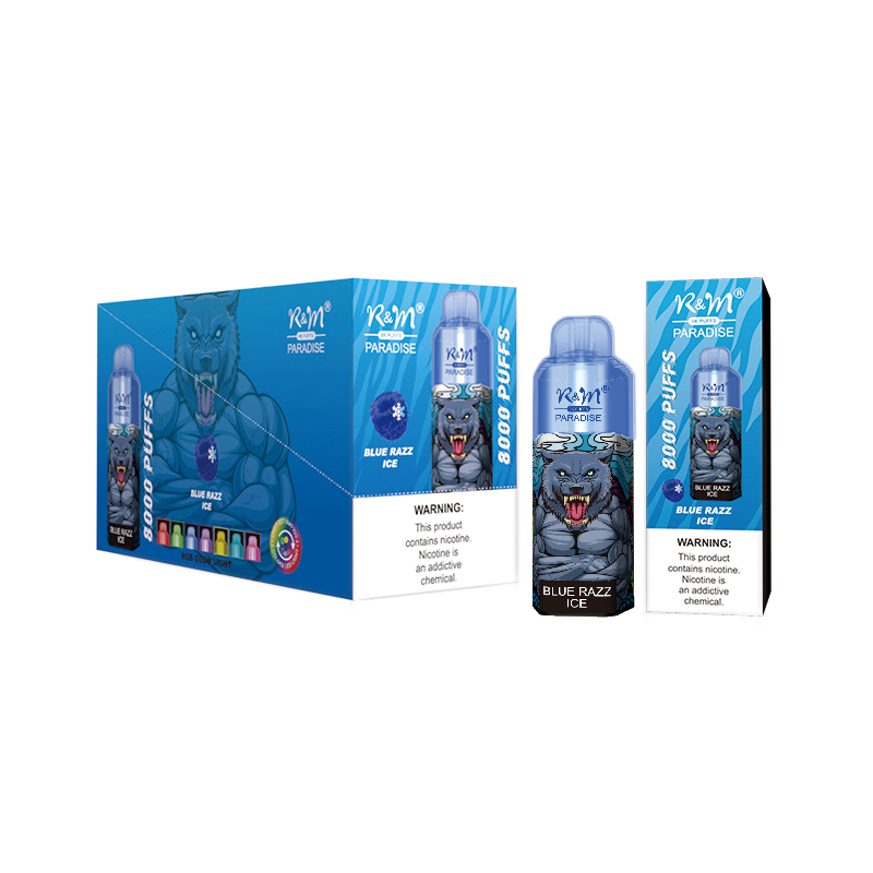 Custom Brand 8000Puffs Rechargeable RGB Light R&M 15ml E Liquid Disposable Vape Elf Bar KangVape Verison Box Vape